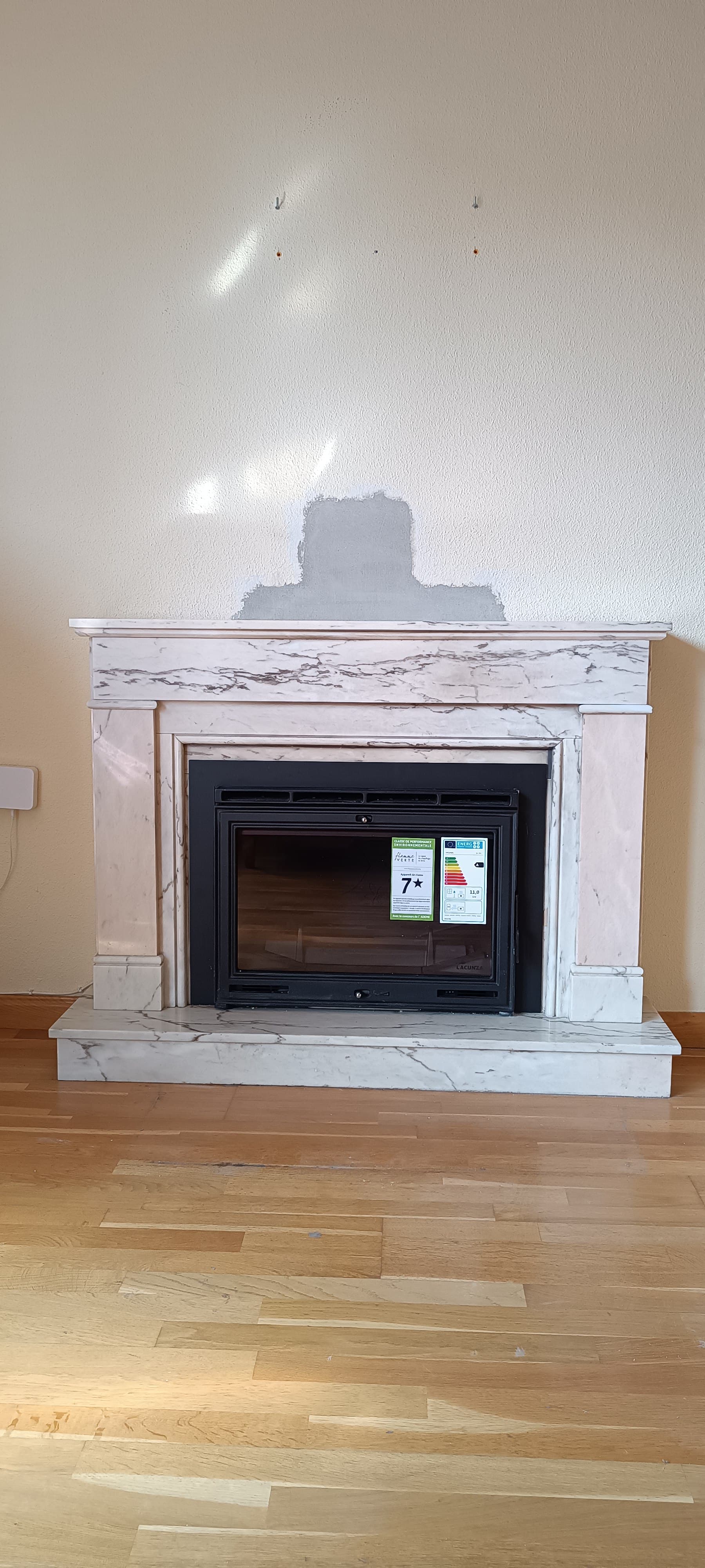 Casete de chimenea — instalación terminada